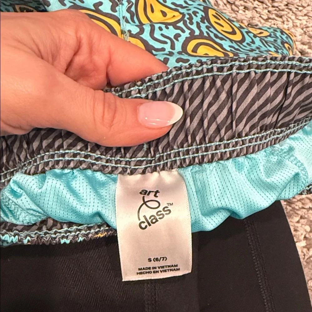 art class Turquoise Swim Trunks with Yellow Smiley Print - Picture 2 of 7